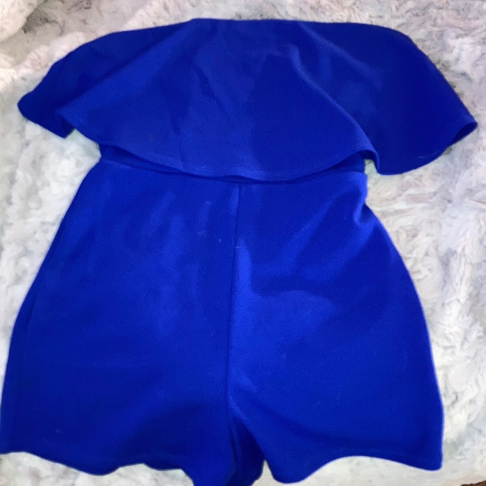 Royal blue tube top romper with flares👑💙!